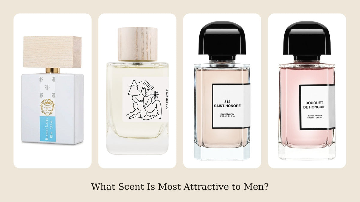 Four niche perfumes for women side by side: Giardini di Toscana Bianco Latte, Hellenist La Nuit des 300, BDK 312 Saint-Honoré and BDK Bouquet de Hongrie