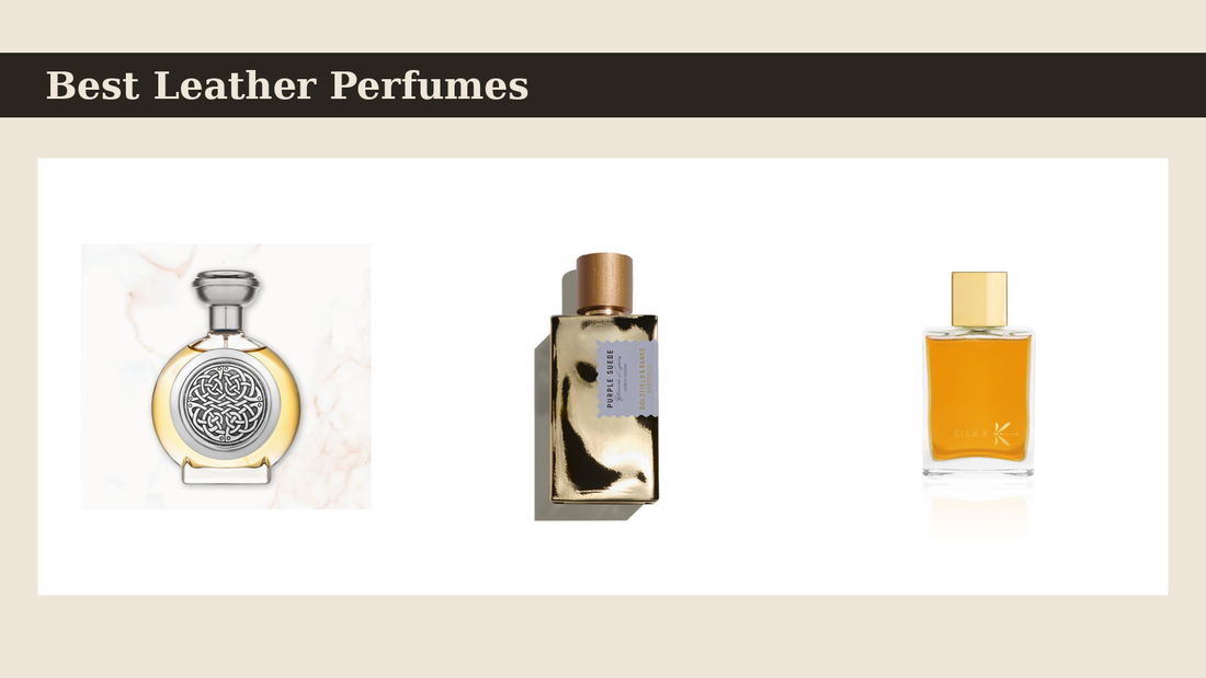 Best leather niche perfumes — Boadicea Complex, Purple Suede and Ella K Ghibli bottles