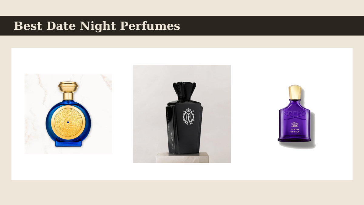 Best date night niche perfumes — Boadicea Blue Sapphire, Leather Effecto and Queen of Silk bottles