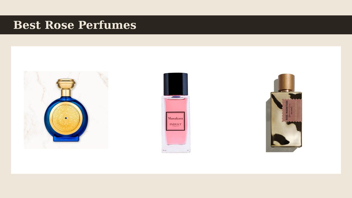 Best rose niche perfumes — Boadicea Blue Sapphire, Indult Manakara and Rose Magnitude bottles