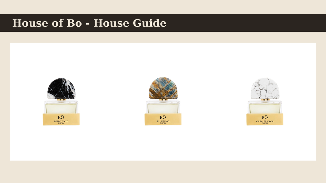 House of Bo perfumes — Infinitoud, El Sireno and Casa Blanca bottles