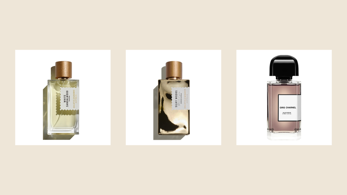 Goldfield & Banks White Sandalwood, Silky Woods and BDK Gris Charnel bottles