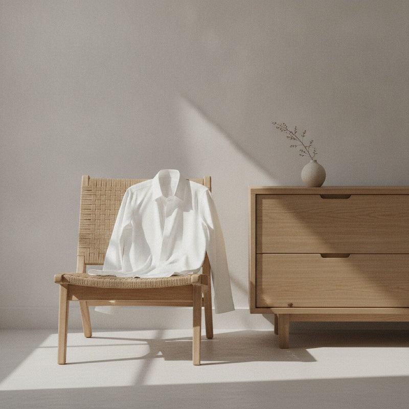 Everyday fragrances — crisp white shirt in soft daylight