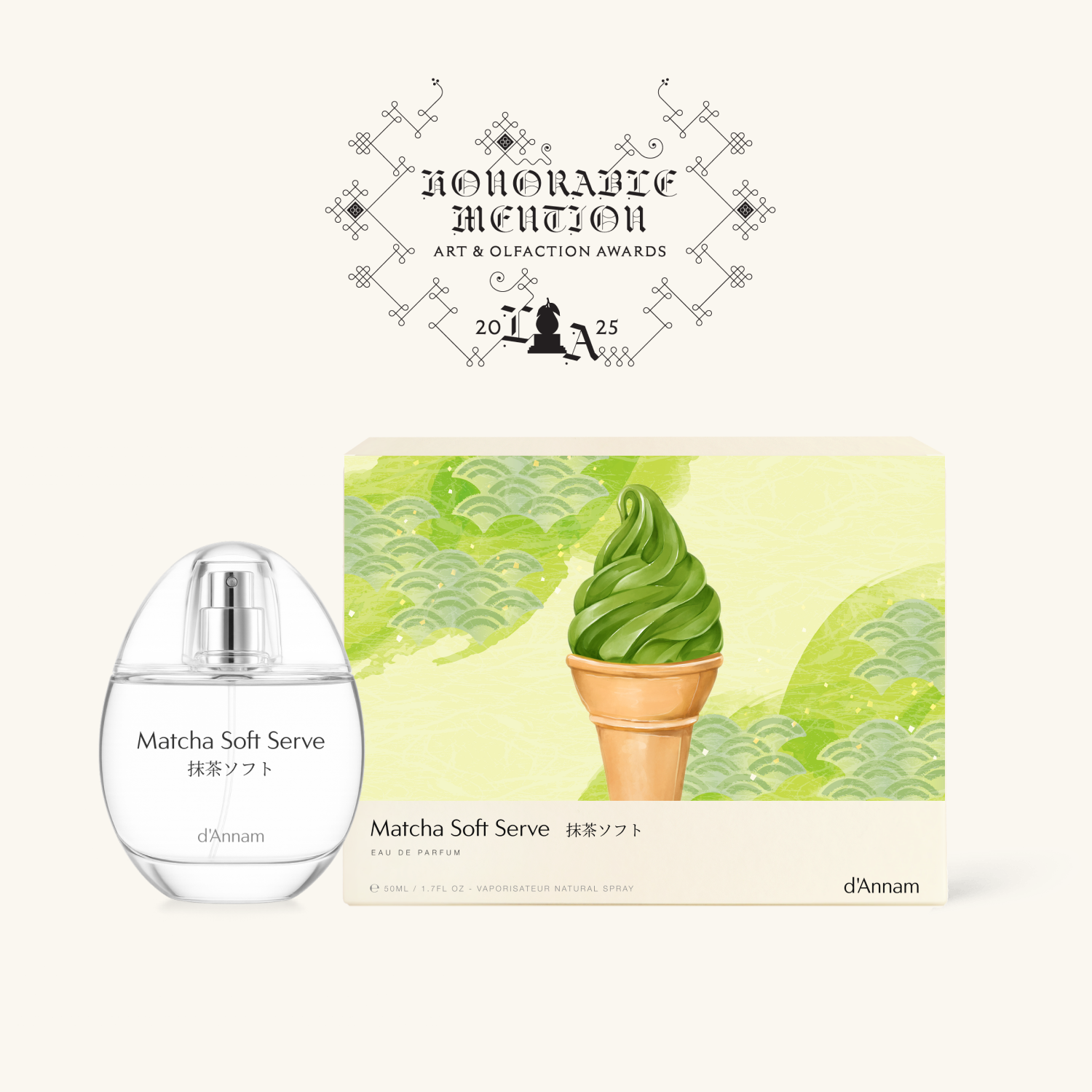 d'Annam Matcha Soft Serve bottle and gift box